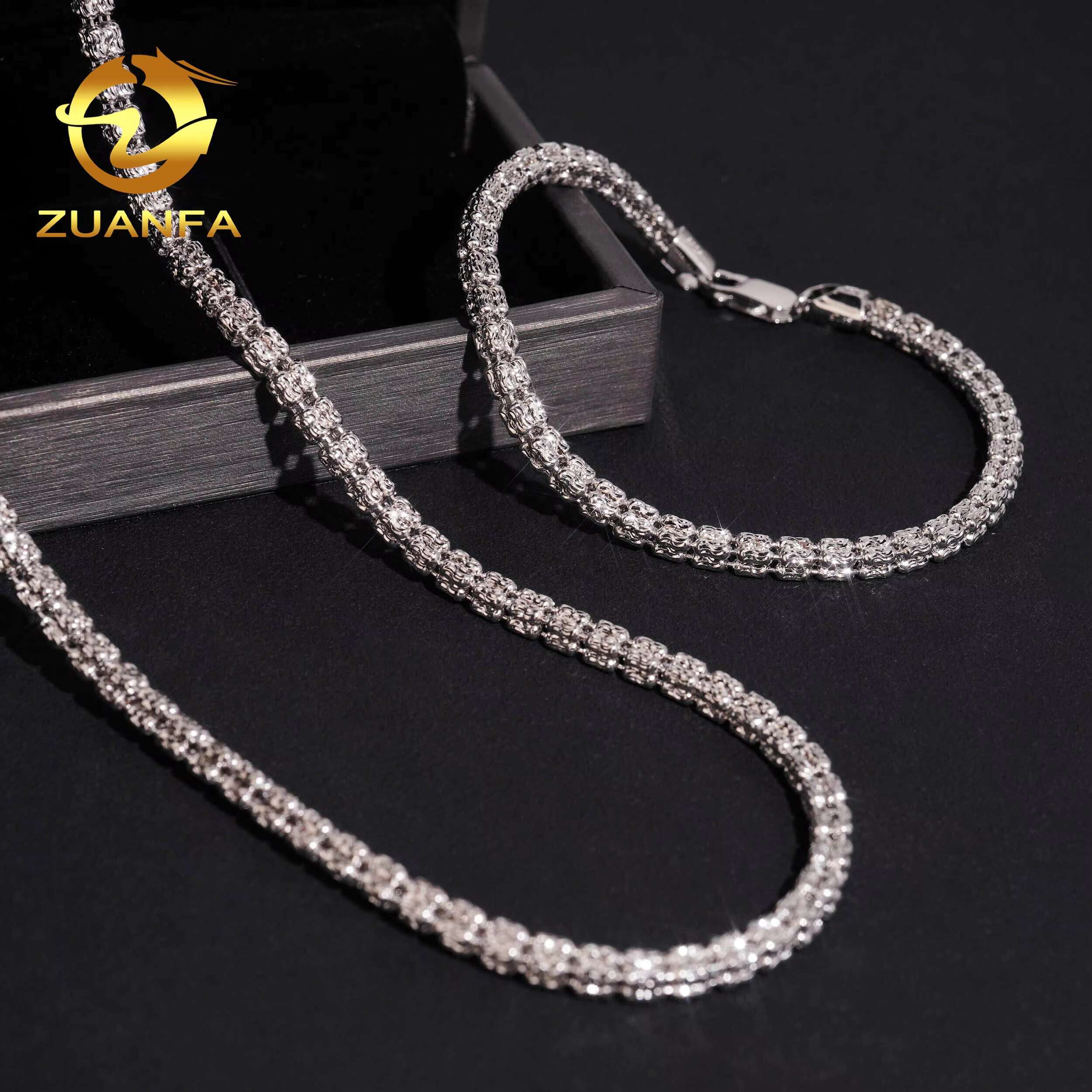 Hot Selling Jewelry 925 Sterling Silver Hip Hop Necklace 4mm Moon Cut Ball Bead Chain