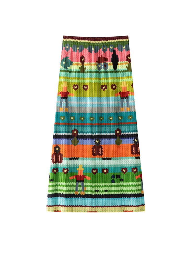 New Women's Skirt, Various Pattern Printed A-line Skirt, Unique Design, Folded Skirt, Women's High Waist Slimming Princess Half Skirt, New D