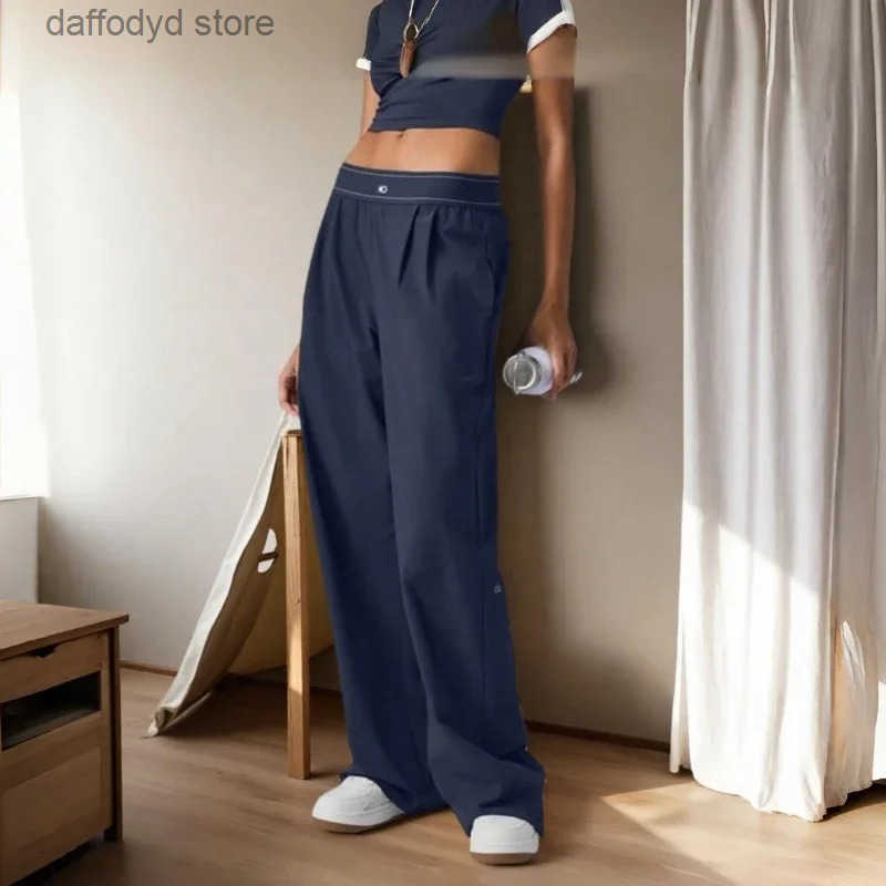 High Waisted Trousers Women Summer Cotton O-Neck Sport Tank Tops Suit Up Gym Casual Loose Breathable Womens Wide Leg Pants S250714