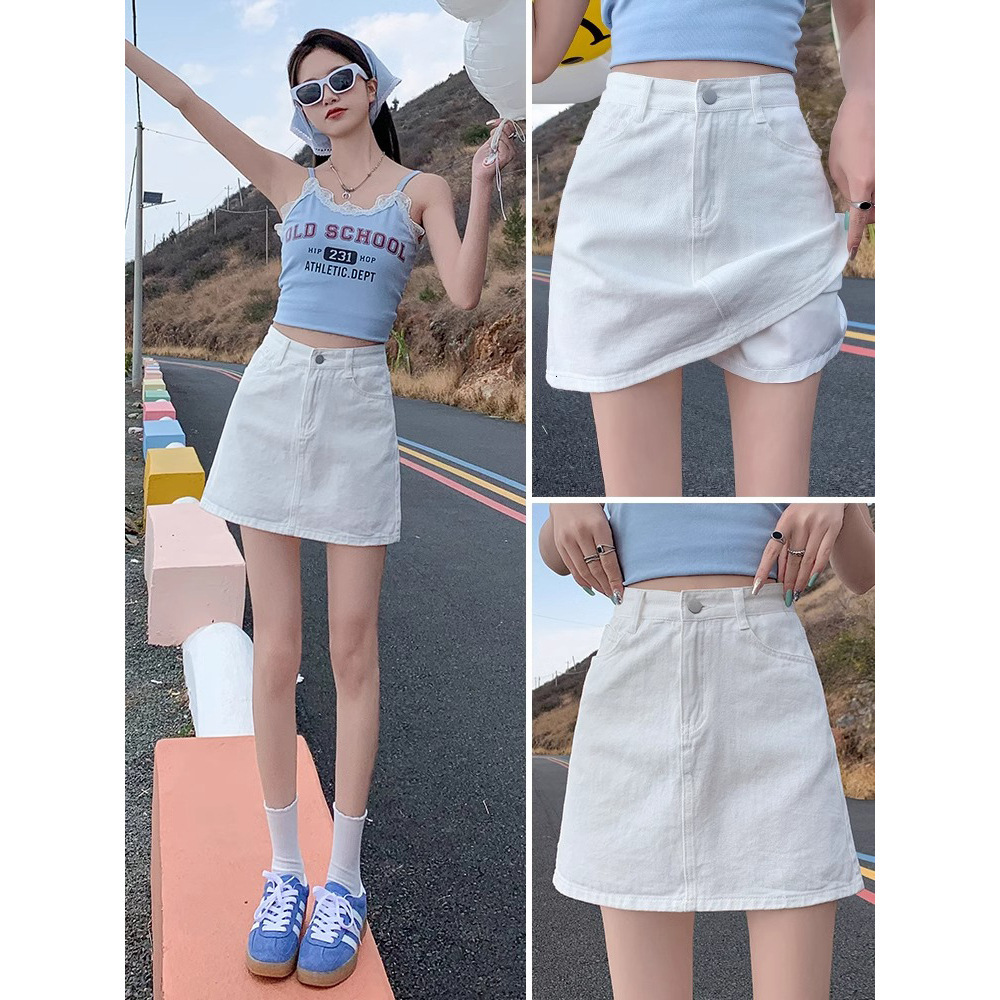 2025 New women's skirt denim skirt short skirt women's summer new high waist slim fit A-line skirt tight skirt new minimalist style solid co