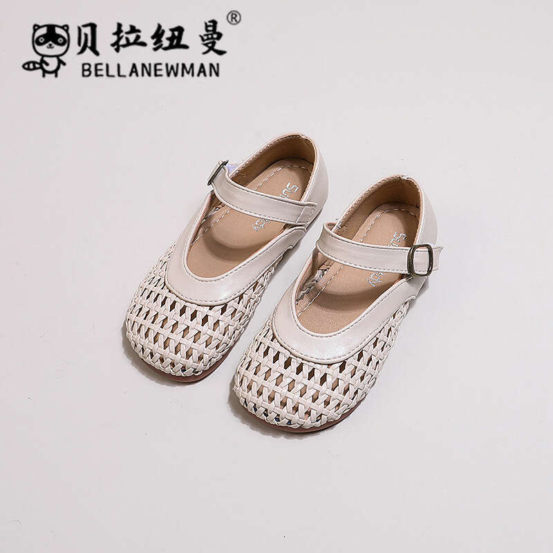 Girls' Woven Leather 2025 Summer New Korean Grandma Shoes Children's Hollow Casual Closed-Toe Sandals