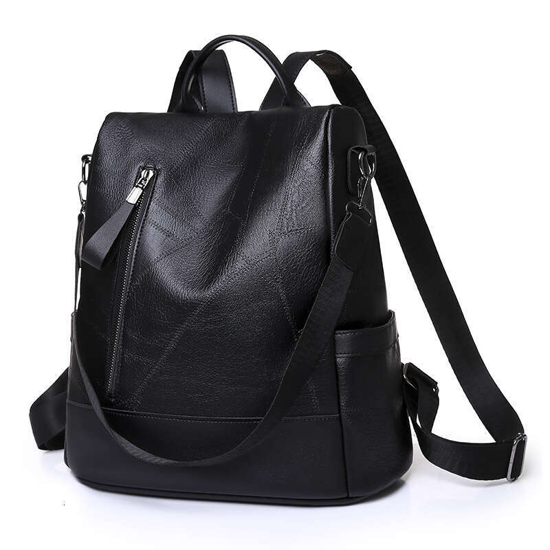 Backpack PU soft leather texture new women's bag large capacity casual splicing shoulder bag anti-theft travel backpack