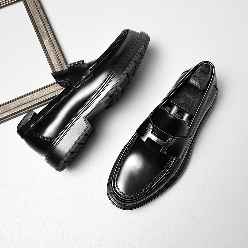 Men's shoes, leather shoes for men, thick-soled European version, made of genuine leather, high-grade wedding shoes, loafers style