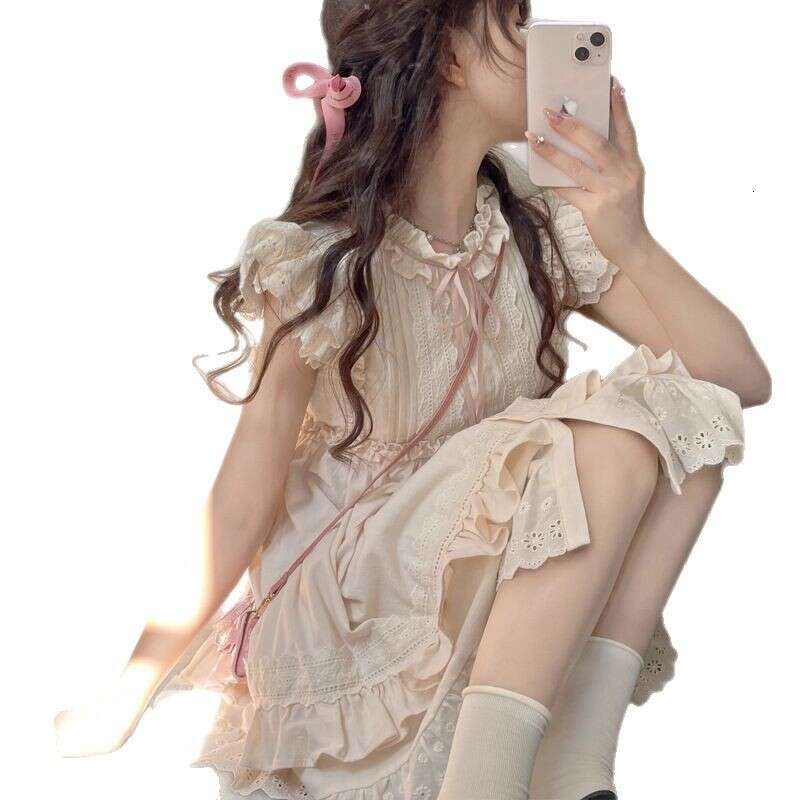 Small Flutter Sleeve Women, Summer New Ruffled Edge Elegant Slimming Petite Dress For Women B5