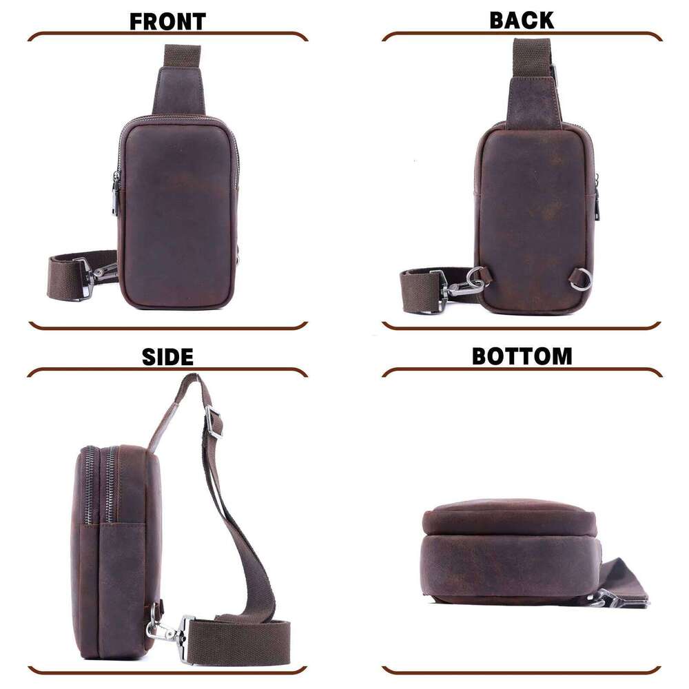 Premium Genuine Chest For men Vintage Full Grain Leather Crossbody Shoulder Sling Bag Daypack Large Capacity