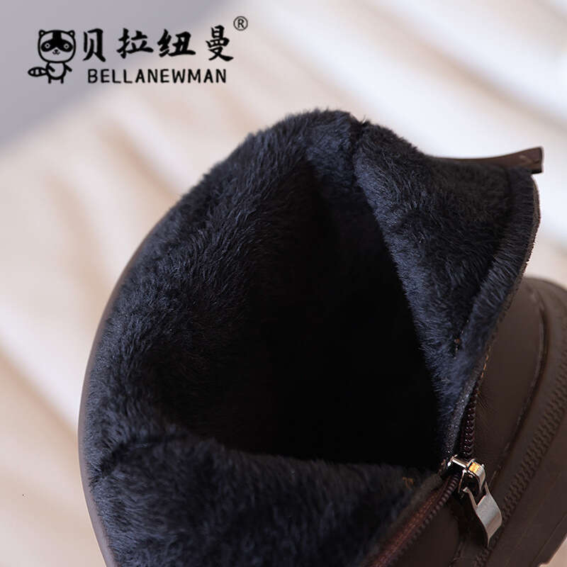 Boys' Black Short 2024 Winter New Korean Style Girls' Casual Boots for Older Children Non-Slip Cotton Shoes Trendy