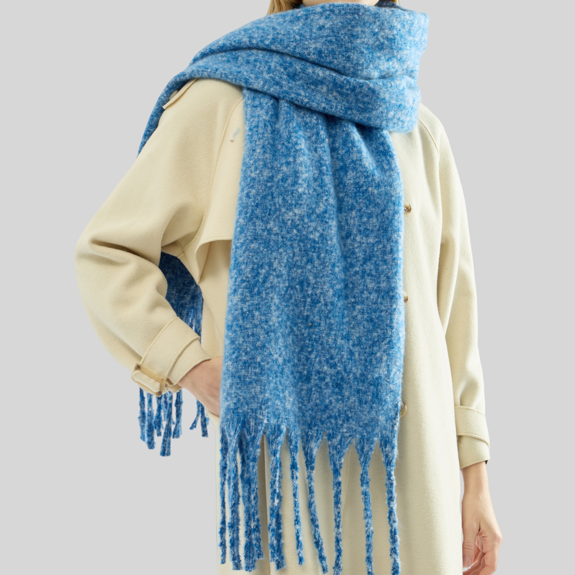 K1343 Foreign trade European and American scarves autumn and winter new women's shawls long tassels thick beard versatile thickened skin-friendly