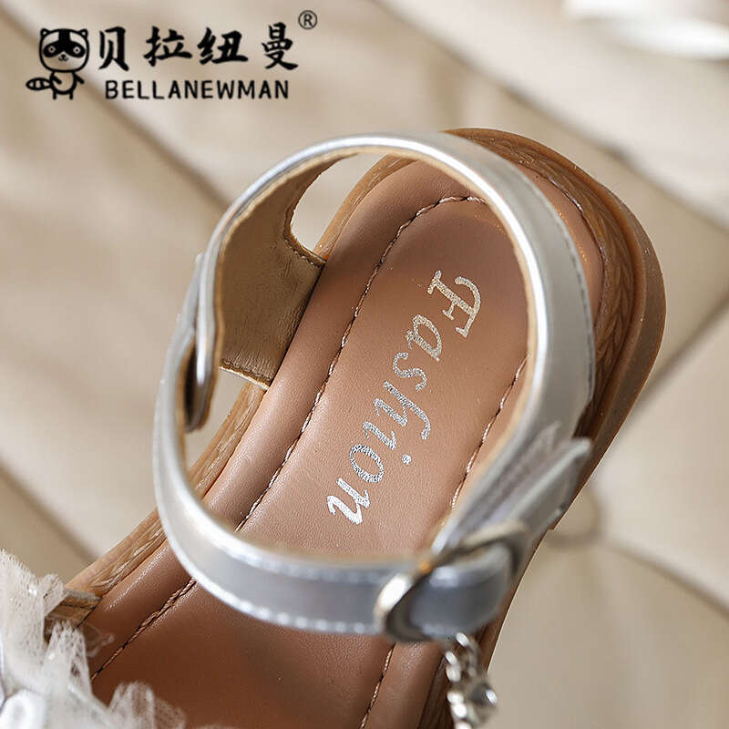 Choice Kids 2025 Summer New Girls Beaded Princess Sandals Korean Style Children's Soft Sole Fashion Beach Shoes