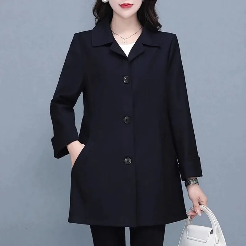 2025 Fashion Spring Autumn with lining Middle-aged Jacket Womens Coats Female Short Casual Windbreaker Ladies Outerwear 250708