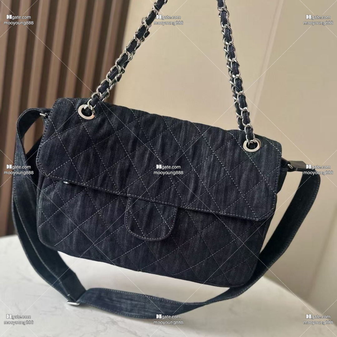 12A Upgrade Mirror Quality Designer Denim Bags for Travel 34cm Messenger Handbags for Women Luxury Shoulder Bag Strap Crossbody Purse 3322