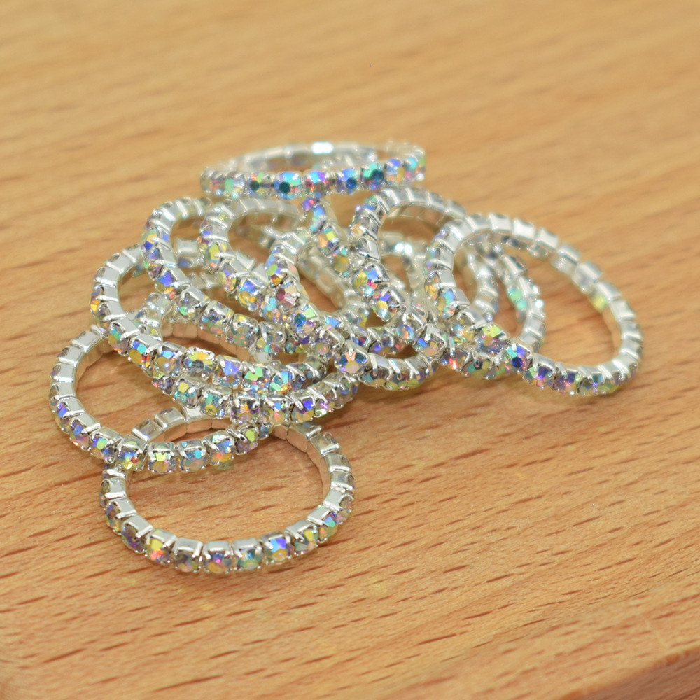 Korean Style Single Row Rhinestone Ring Elastic Ring Inlaid Ring Mixed Batch Elastic Ring 241225