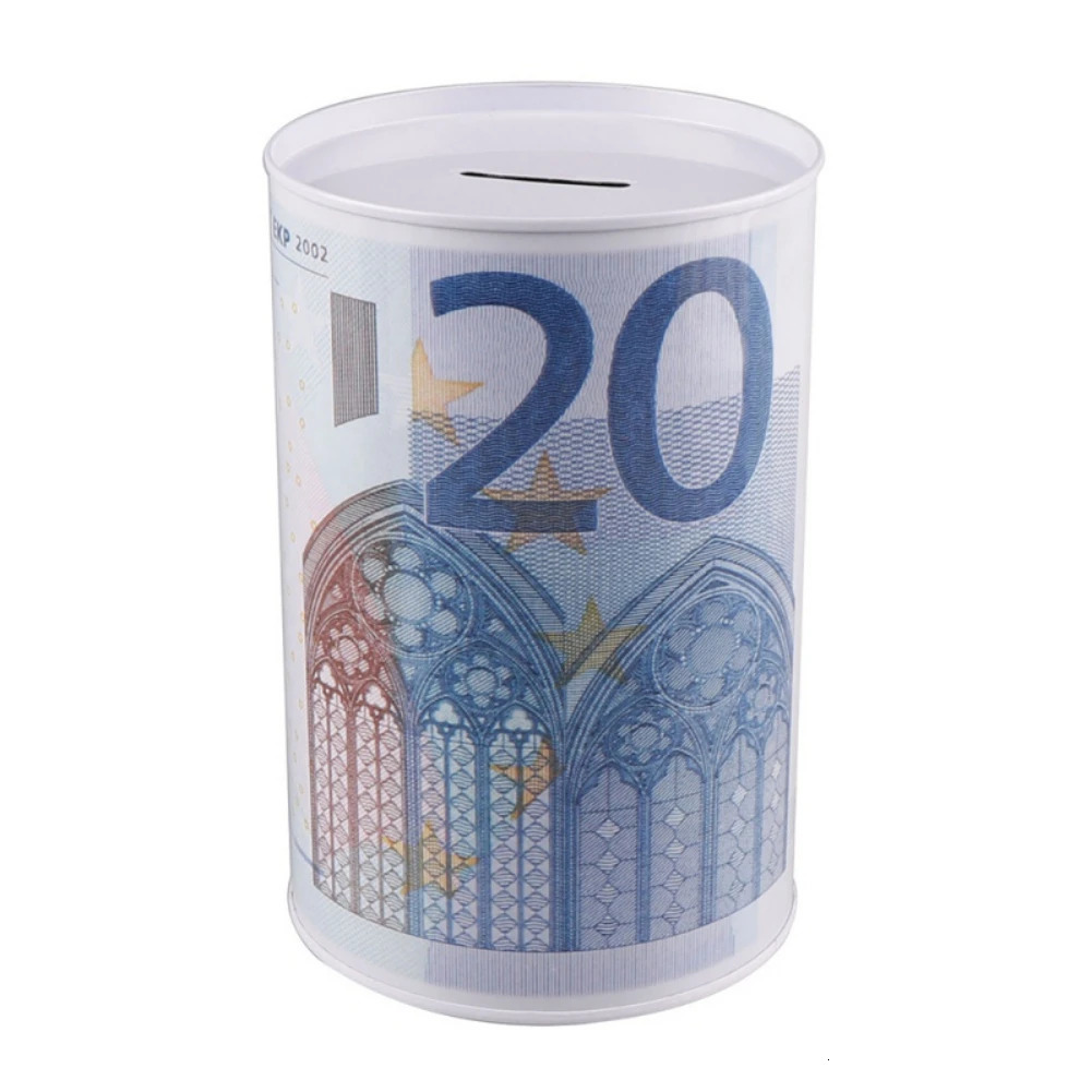 Dollar Moneys Box Piggy Bank Logbook Series Tin Plate Box Safe Cylinder Piggy Bank Banks Gift Home Decoration Moneys Box Savings 250709