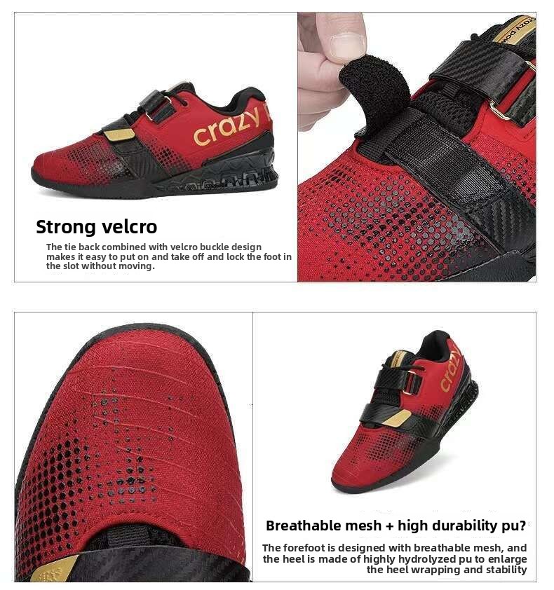 weightlifting shoes sports shoes professional indoor gym strength support training deadlift fitness shoes shock absorption and nonslip