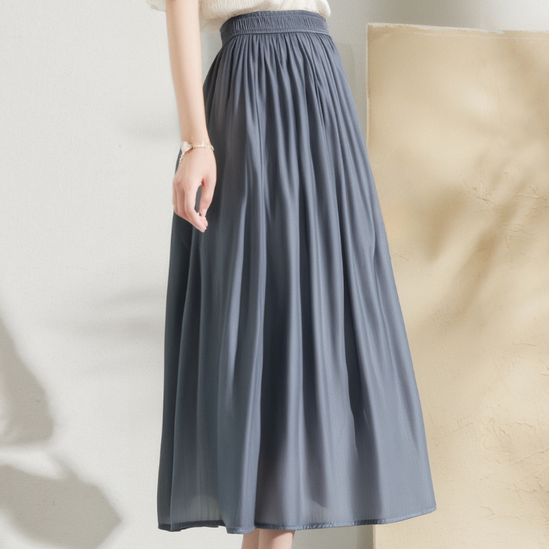 Casual Elegance Textured Denim-Like Patterned Skirt Featuring Chic Embroidery