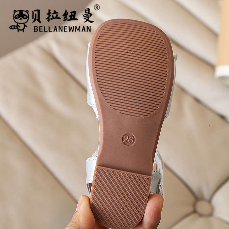 French Style One-Strap Bow Princess 2025 Summer New Children's Lace Edge Soft Sole Sandals