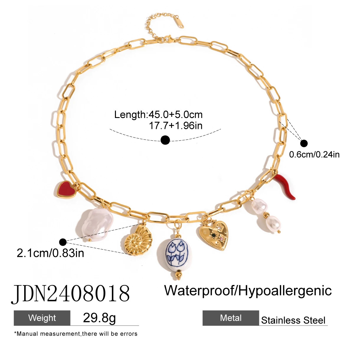 316L Stainless Steel Oil Drop Heart Charms Pendant Necklace Personalized Jewelry Attractive Women Accessory 250712