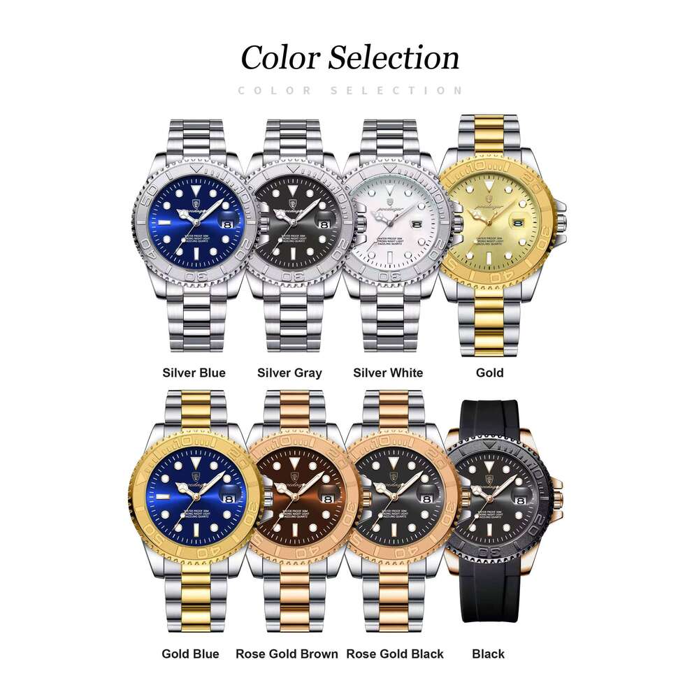 DHwatches Men's Casual Waterproof Watch - 50M Luminous Stainless Steel Quartz Wristwatch with Date (Model 680)