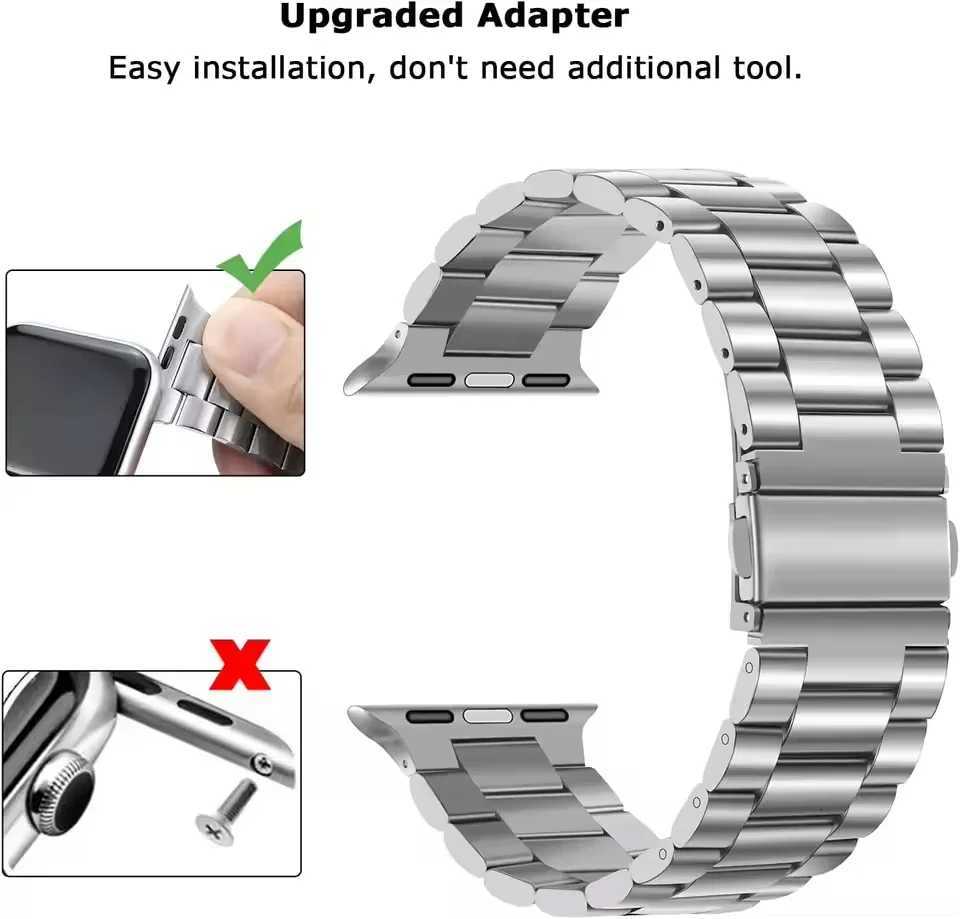 Stainless Steel Strap for Watch Band 46mm 49mm 40/44mm 42mm 41mm/45mm Metal Bracelet iWatch Series 10 9 8 7 SE 6 5 4 Y250714