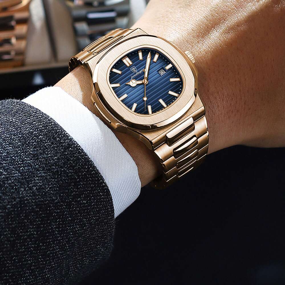 DHwatches Ultra-Thin Men's Watch - Waterproof 50M Luxury Rose Gold Stainless Steel Quartz Dress Watch with Date & Luminous (Model 613 Rose Gold)