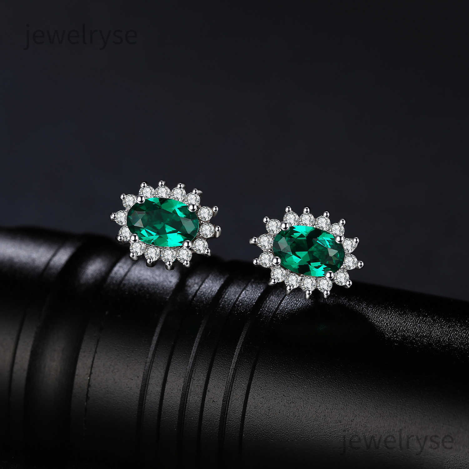 JewelryPalace Kate Middleton Simulated Green Emerald 925 Sterling Silver Stud Earrings Princess Diana Gemstone Crown Earring