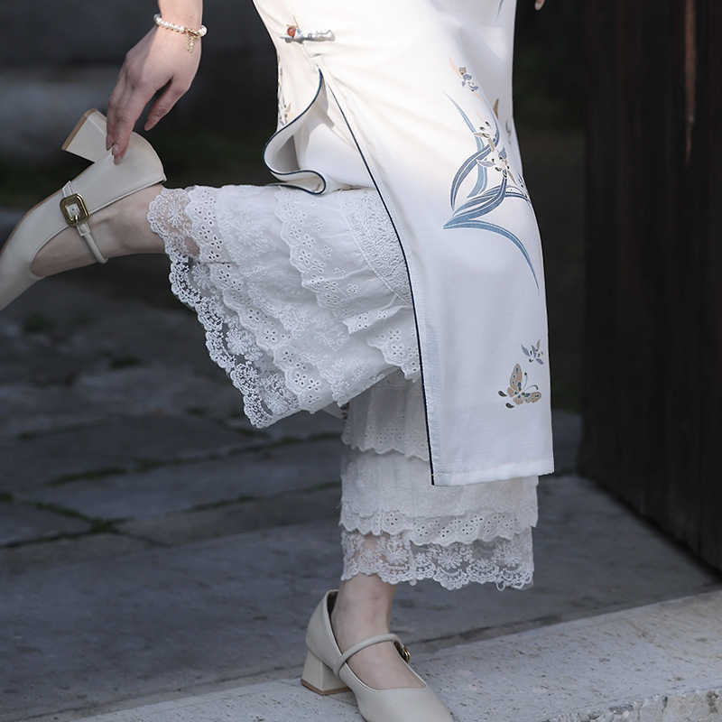 New women's skirt, new Chinese qipao inner layer multi-layer bottom skirt, women's solid color white underskirt, new elegant and dignified s