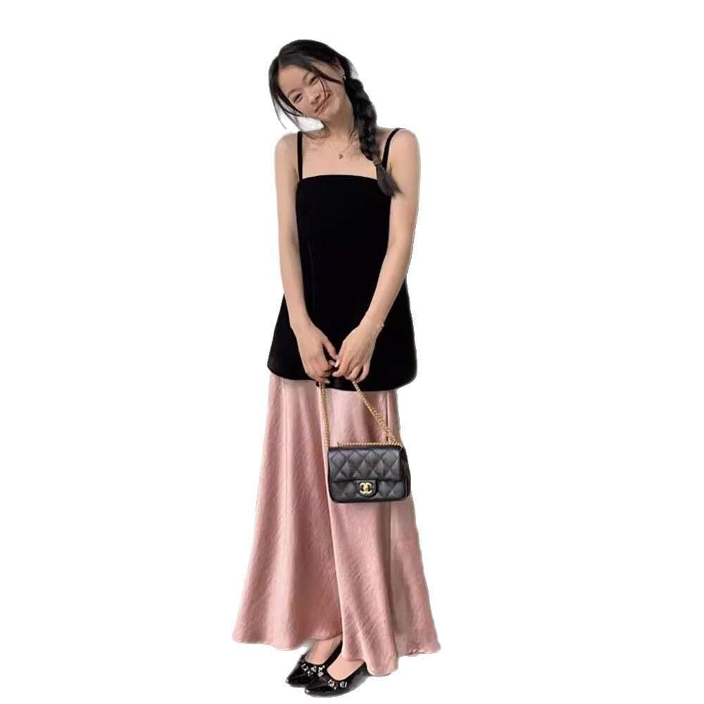 Black Strap Dress Summer New Women's Design Sense Versatile Loose Slimming Elegant Tank Top B5