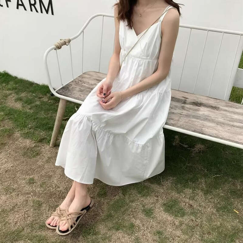 Strappy For Women Summer New Sweet And Salty Fairy Forest Style Loose Slimming Dress B5