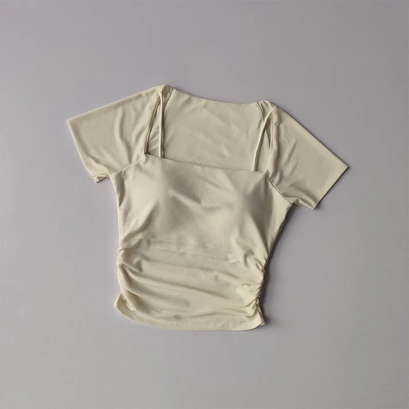 Summer Two Piece Yoga Dress Fixed Chest Cushion Sports Mesh Short Sleeves Wearing Running Fitness Top 250708