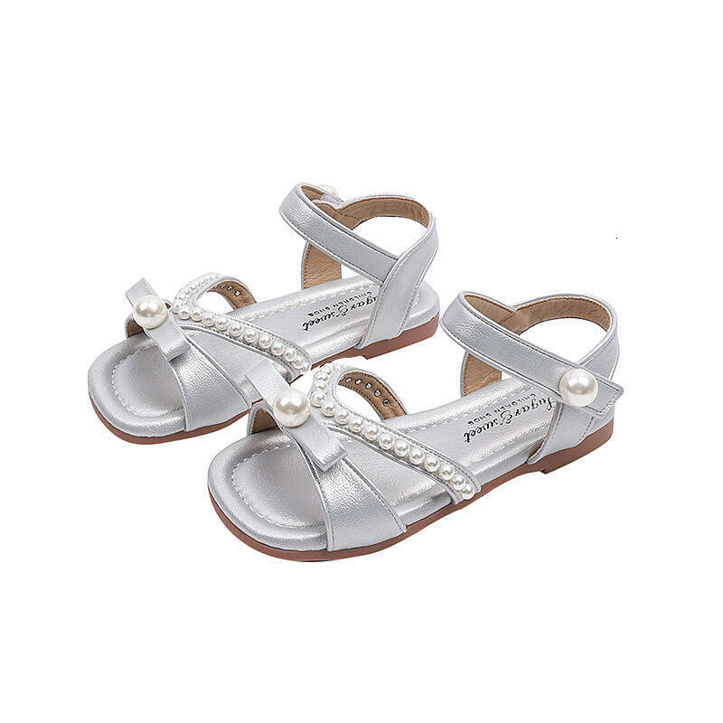 SHEIN Niche Design One-Strap 2025 Summer New Girls Beaded Bow Princess Sandals Trend