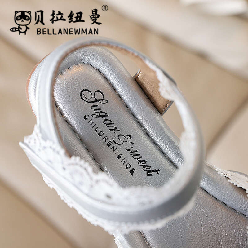 French Style One-Strap Bow Princess 2025 Summer New Children's Lace Edge Soft Sole Sandals
