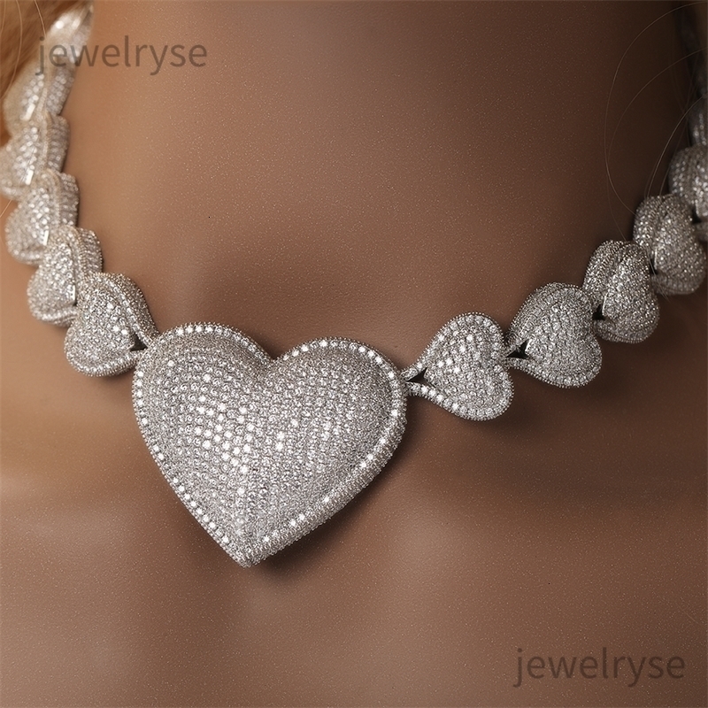 Strands Strings Uwin Heart Necklace With Big Cubic Zirconia Micropave Connected To End Charm Jewelry Women Accessories Gifts l230822
