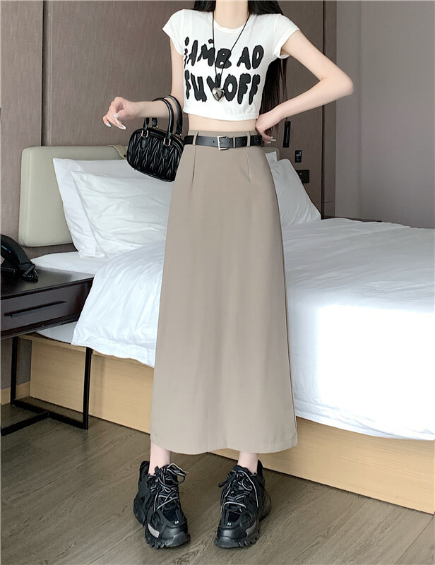 2025 New women's dress new women's niche high waist split mid length A-line skirt wholesale new high-end luxury style designer dress