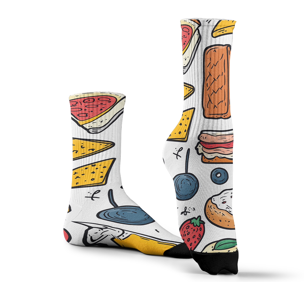 culinary craze tube unisex sock pop food bread prints