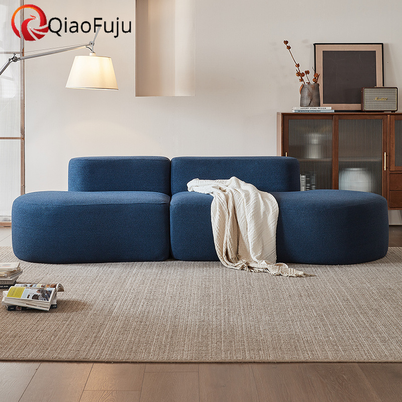 China sofa export module large sofa combination 3M cashew sofa curved designer fabric small apartment living room cross-border vacuum compression sofa