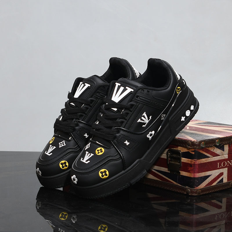 Designer shoes free shipping Sports board shoes leather surface trendy men shoes Hong Kong style shoes couple's white shoes men versatile shoes N