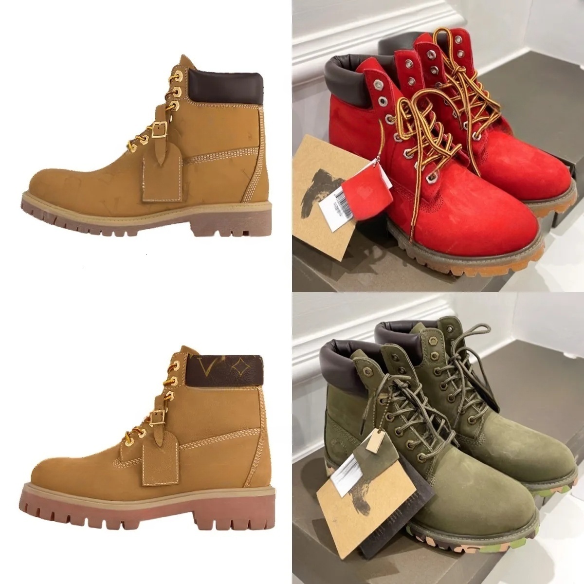 tims Designer Outdoors for men women waterproof boots classic Martin Shoes cowboyboots Rhubarb Red Blue Black Camo Military Pink Hiking size 36-47 1