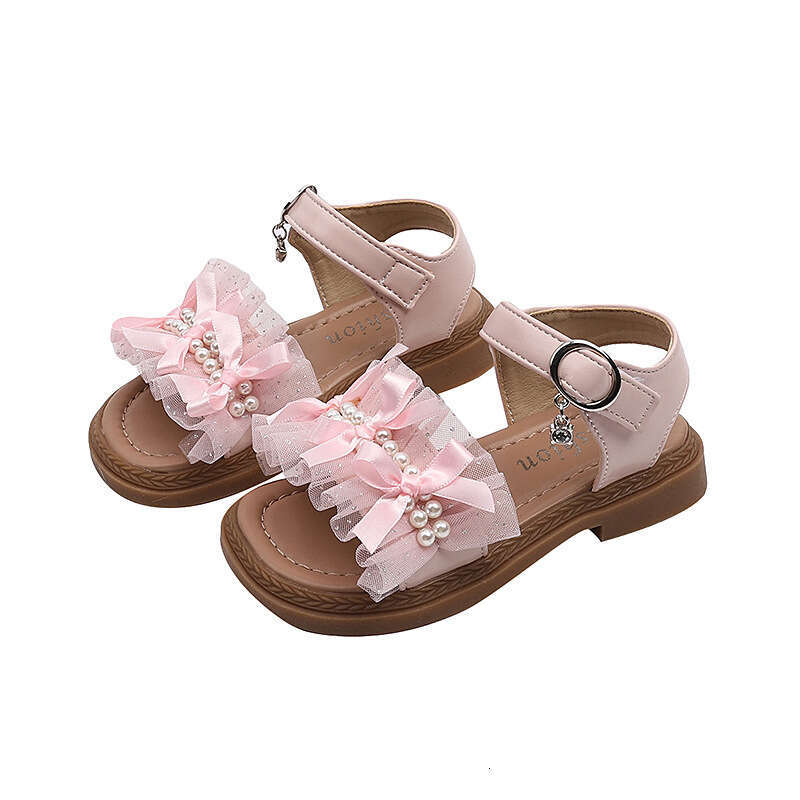 Choice Kids 2025 Summer New Girls Beaded Princess Sandals Korean Style Children's Soft Sole Fashion Beach Shoes
