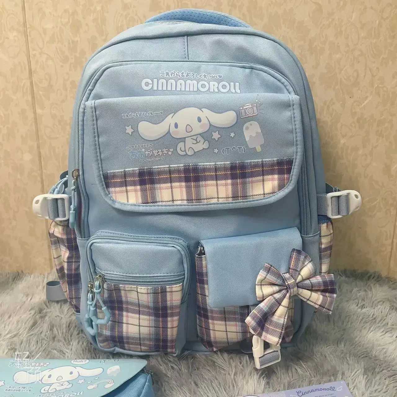 Sanrio Cinnamoroll Schoolbag Cartoon Kuromi Bag Burden Reduction Lightweight High Capacity Children Backpack School Supplies w250714
