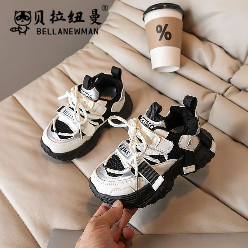 Boys' Mesh Lightweight Sneakers 2024 Autumn New Korean Style Girls' Fashion Pineapple Sole Dad Running Shoes