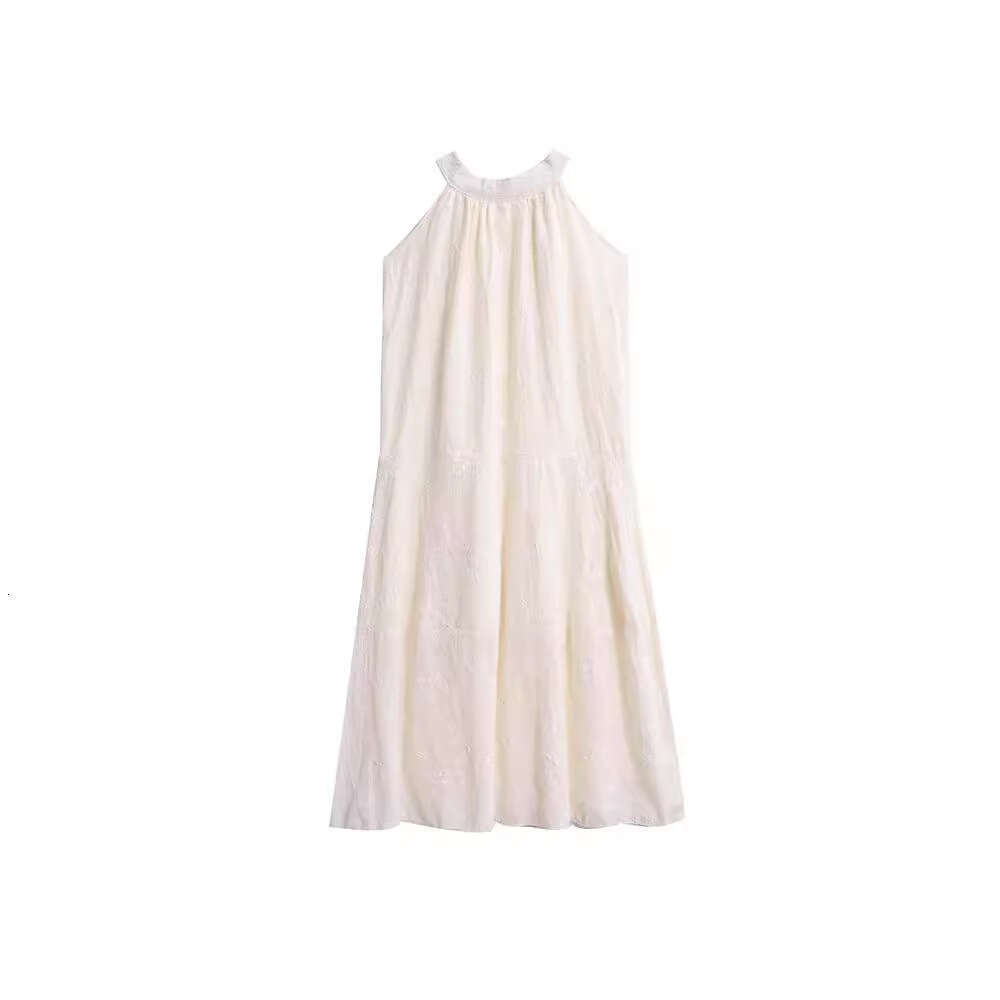 French Style High-End Halter Neck Strap For Women Summer New Sleeveless Off-Shoulder Vacation Long Dress B5