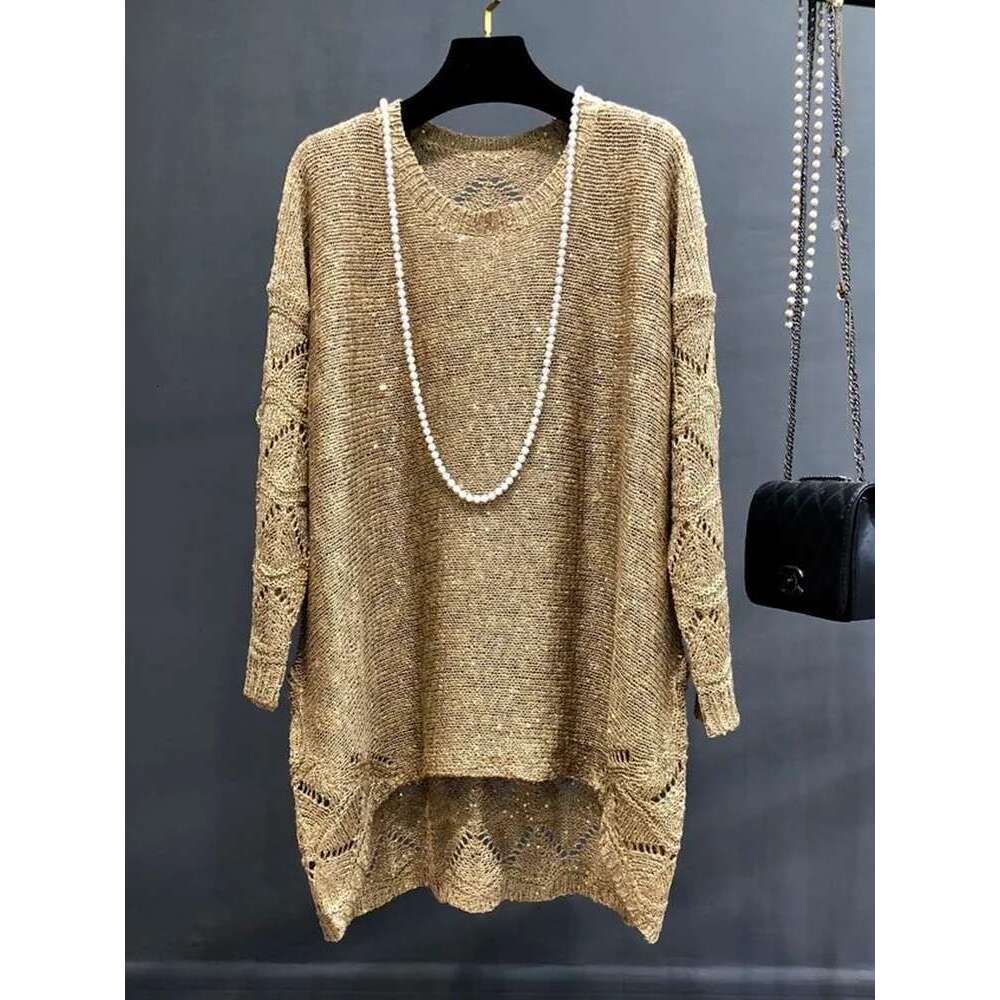 Tops Women Winter Dropshipping Fall Sweaters for Loose Sequins Glittering Knitted Dress Purple Sweater