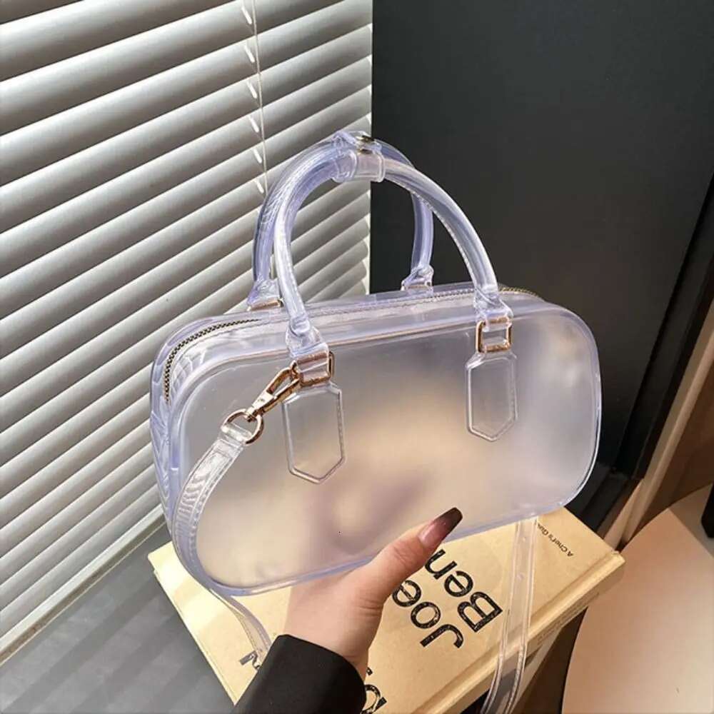 Simple Solid Color Jelly Hobos Handbag Casual Dirty Resistant Summer Bag PVC Waterproof Crossbody Satchel Commuting