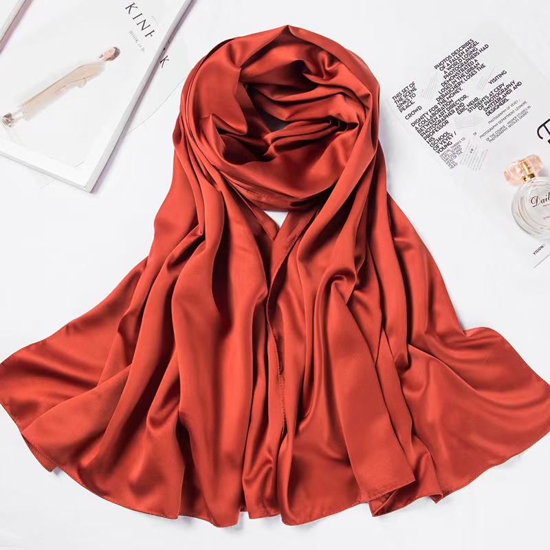 T1210 large square scarf matte satin silk scarf female fashion simple solid color silk headscarf shawl