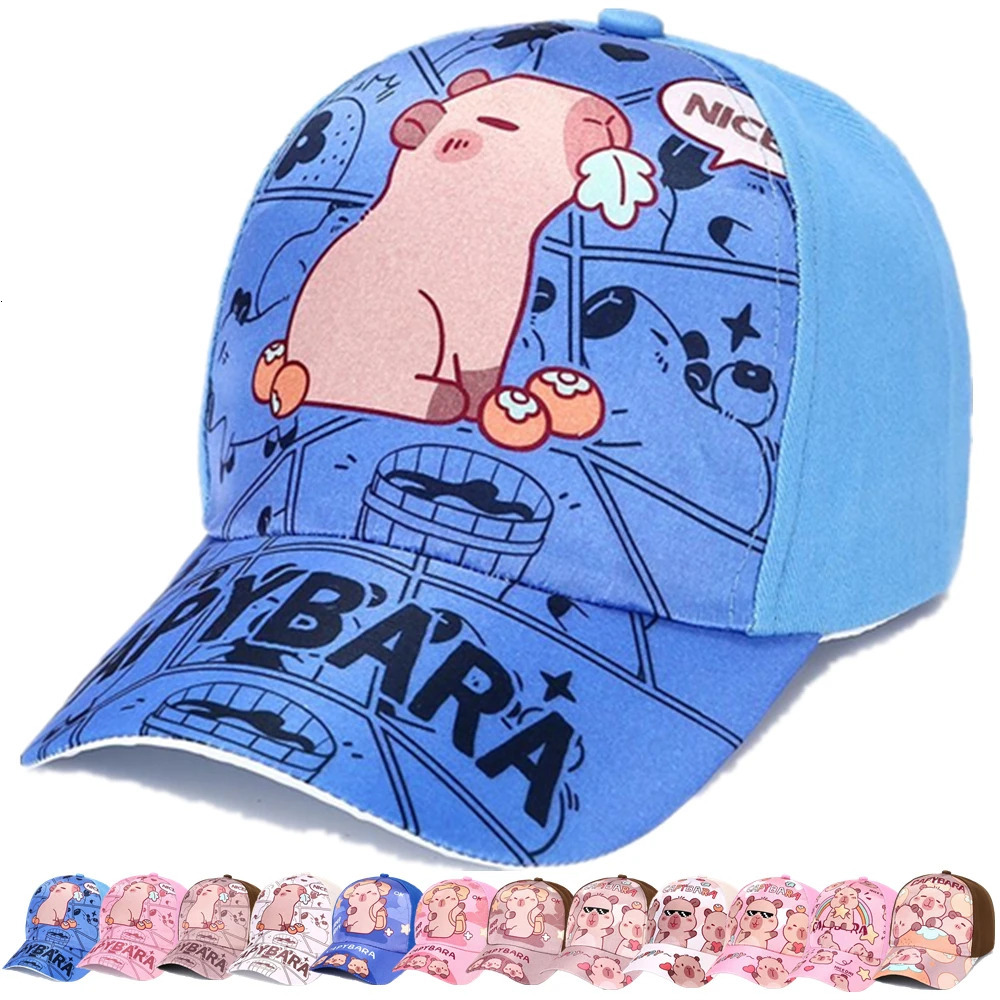 Childrens Cartoon Capybara Printed Cap Boys Girls Outdoor Sunshade Cute Capibara Hat Lovely Kids Baseball 250704
