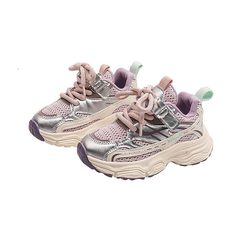 Boys' Mesh Lightweight Sneakers 2024 Autumn New Korean Style Girls' Fashion Dad Student Running Shoes