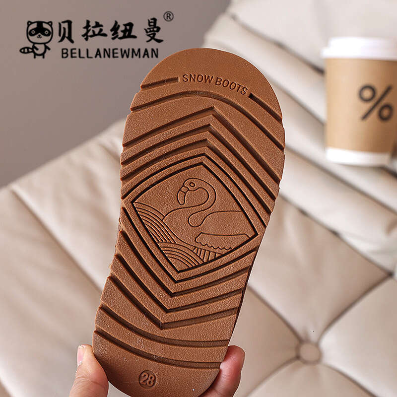 Children's Thickened Warm Snow 2024 Winter New Girls' Black Cotton Boys' Short Boots Medium and Large Kids' Shoes