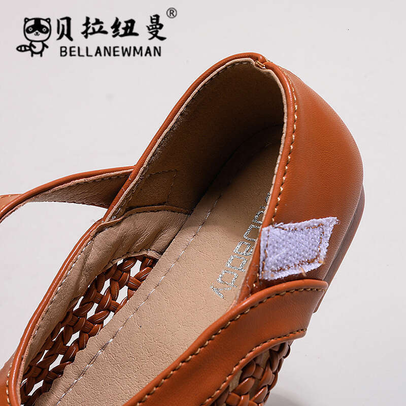 Girls' Woven Leather 2025 Summer New Korean Grandma Shoes Children's Hollow Casual Closed-Toe Sandals