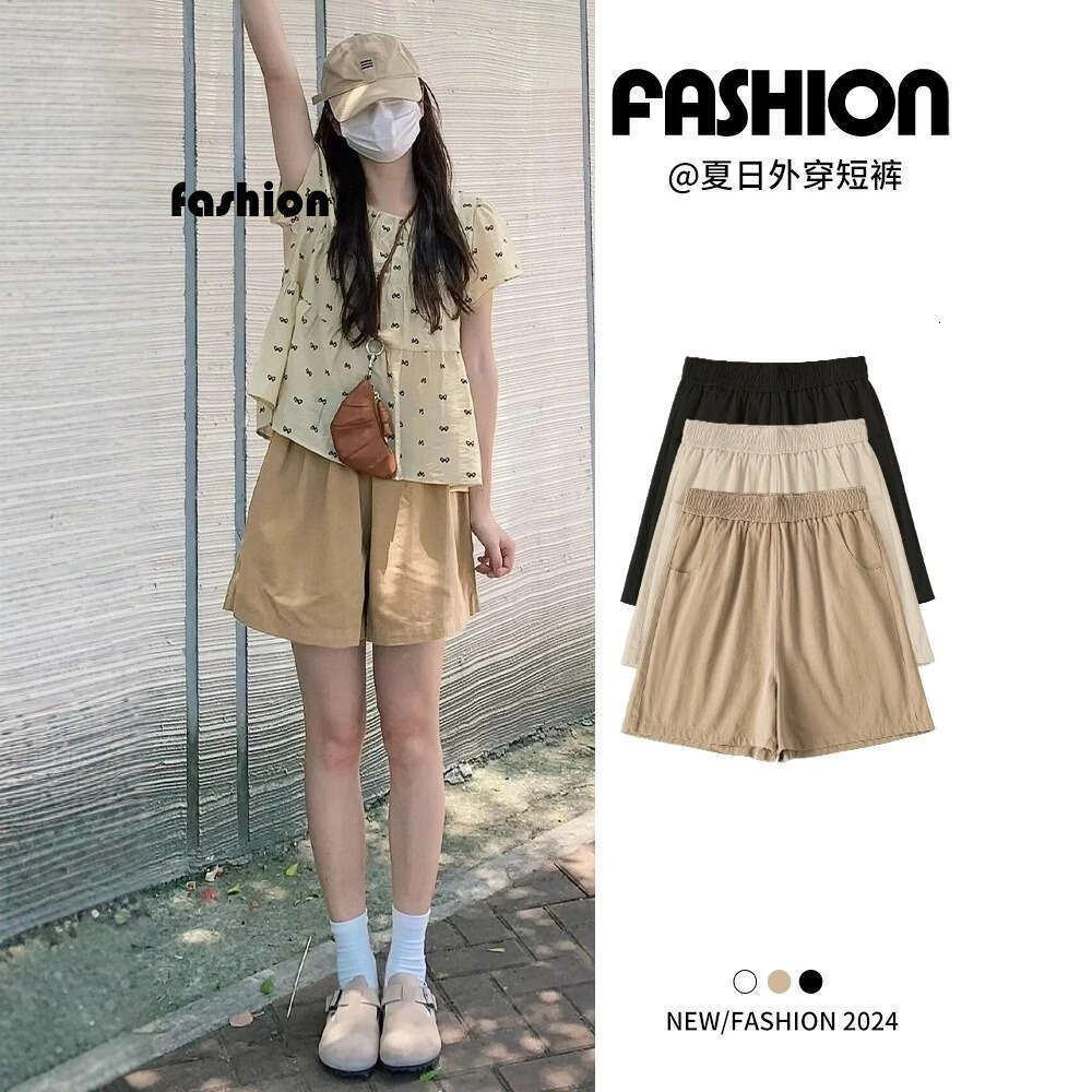 Plus Size Khaki Cargo Summer Korean Style High Waist Slimming Sports Shorts For Petite Women B5 h7