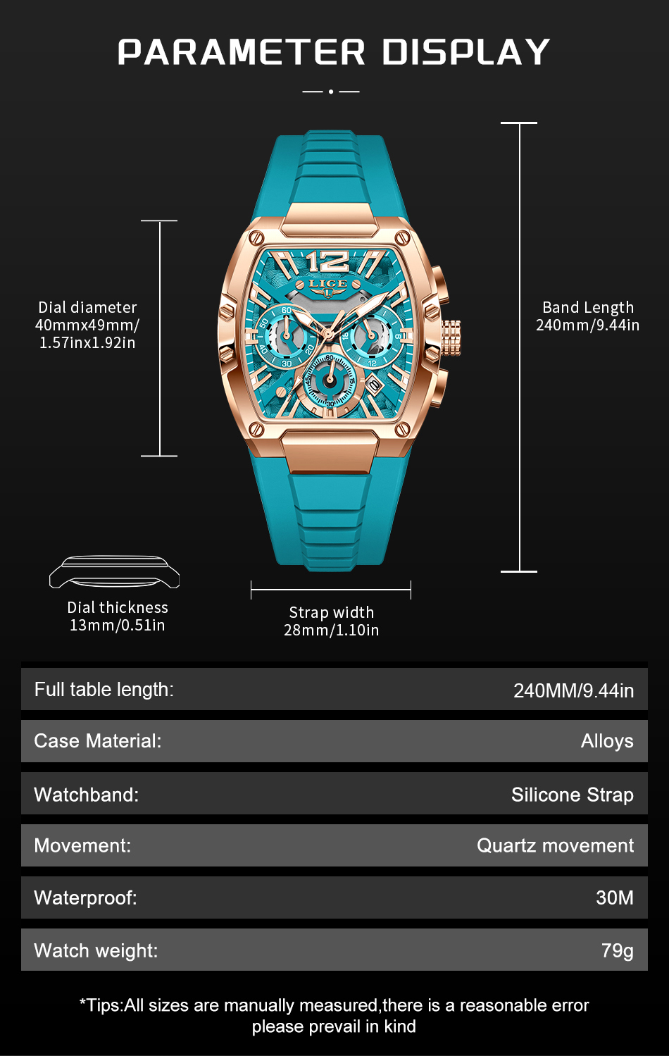 LIGE Men's Quartz Watch Fashion Business Watch Multifunctional Chronograph 24-hour Small Dial Holiday Gift Teen Watch Waterproof Watch Watch for 