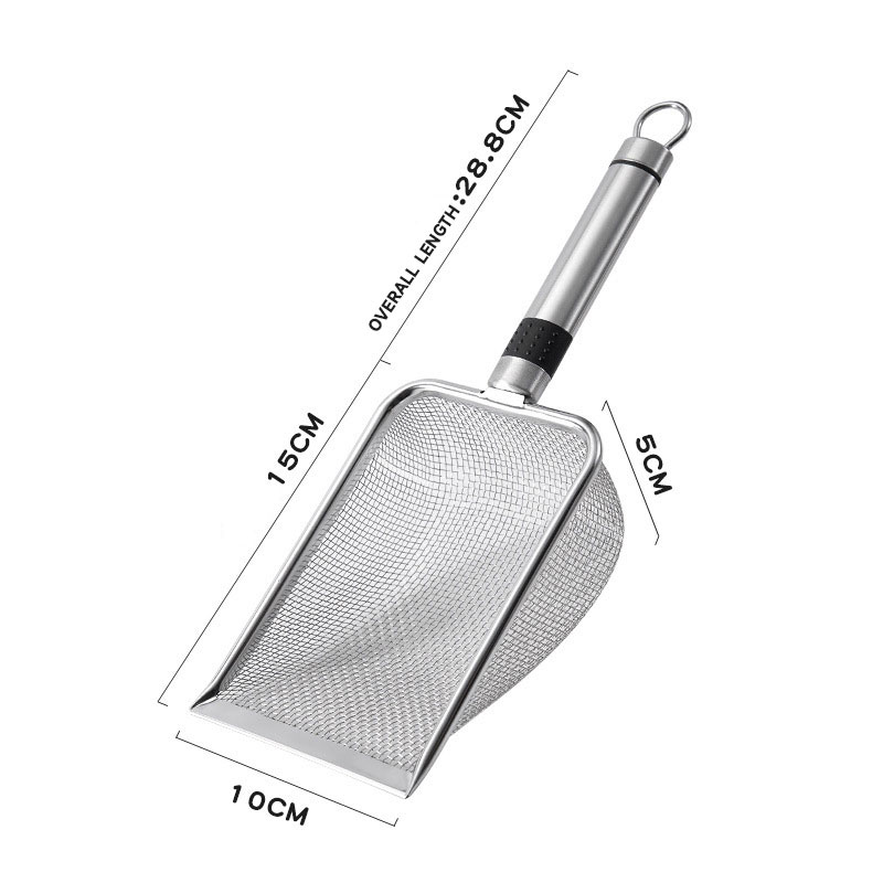 Pet cleaning shovel, stainless steel cat litter shovel with fine holes, immediate cleaning tool for cat and dog waste